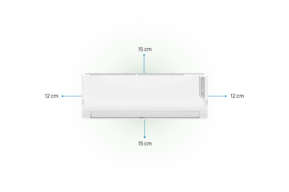 Respect distances to be maintained 12cm at the sides, 15cm above and below