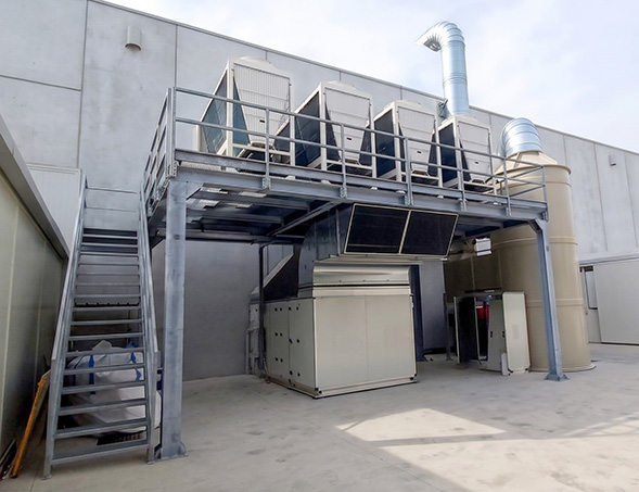 Detail of the installation of the compact and high-efficiency system for comfort and lower consumption at Eurofin