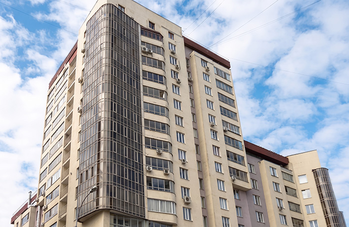 JSC Mostostroy-11 building in Russia, air-conditioned with 3 Clivet VRF MV6i-XMi outdoor units.