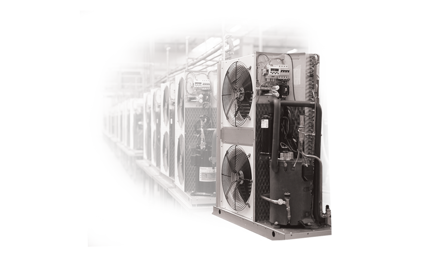 1990 - produzione di chiller e pompe di calore con compressori scroll e scambiatori ad alta efficienza