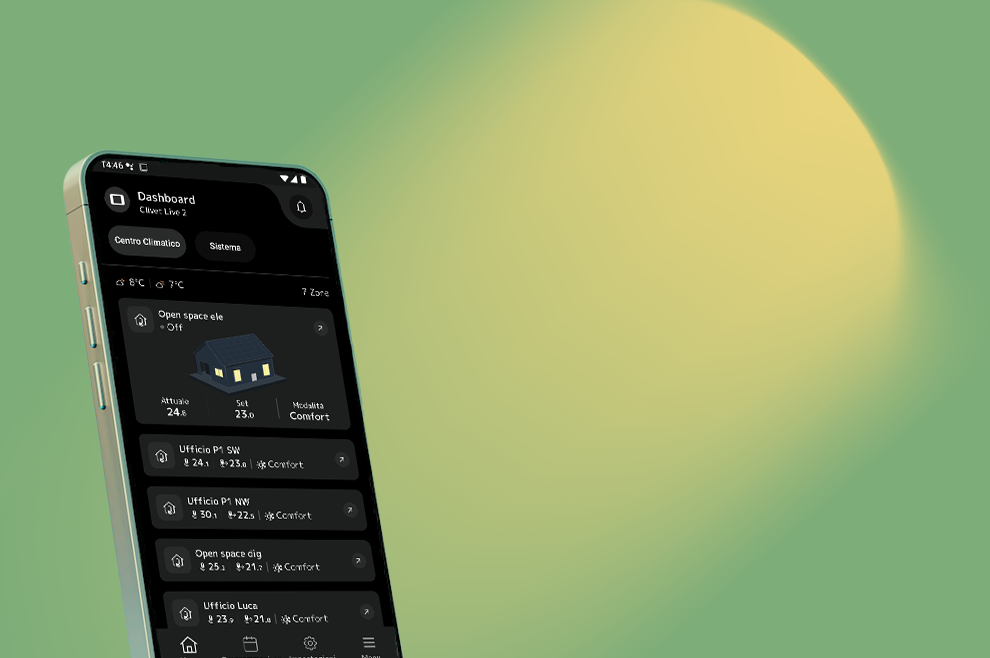 Image graphique : aura de catégorie verte et jaune, avec téléphone affichant l’application hid-tconnect